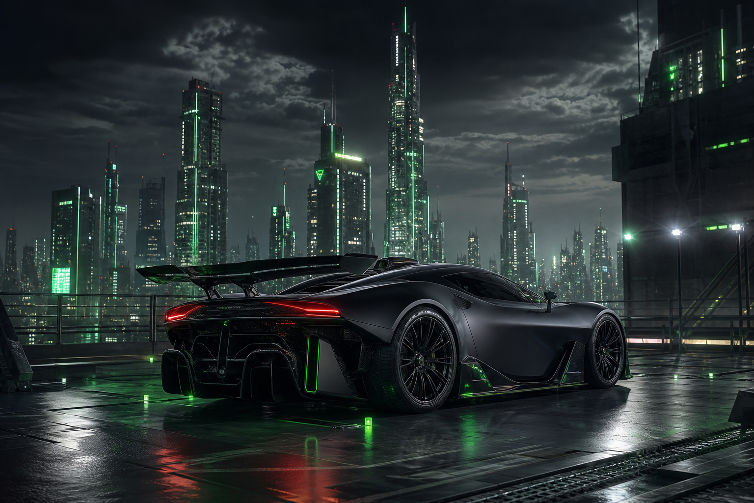 Futuristic Rooftop City View Supercars Wallpaper  9 4K