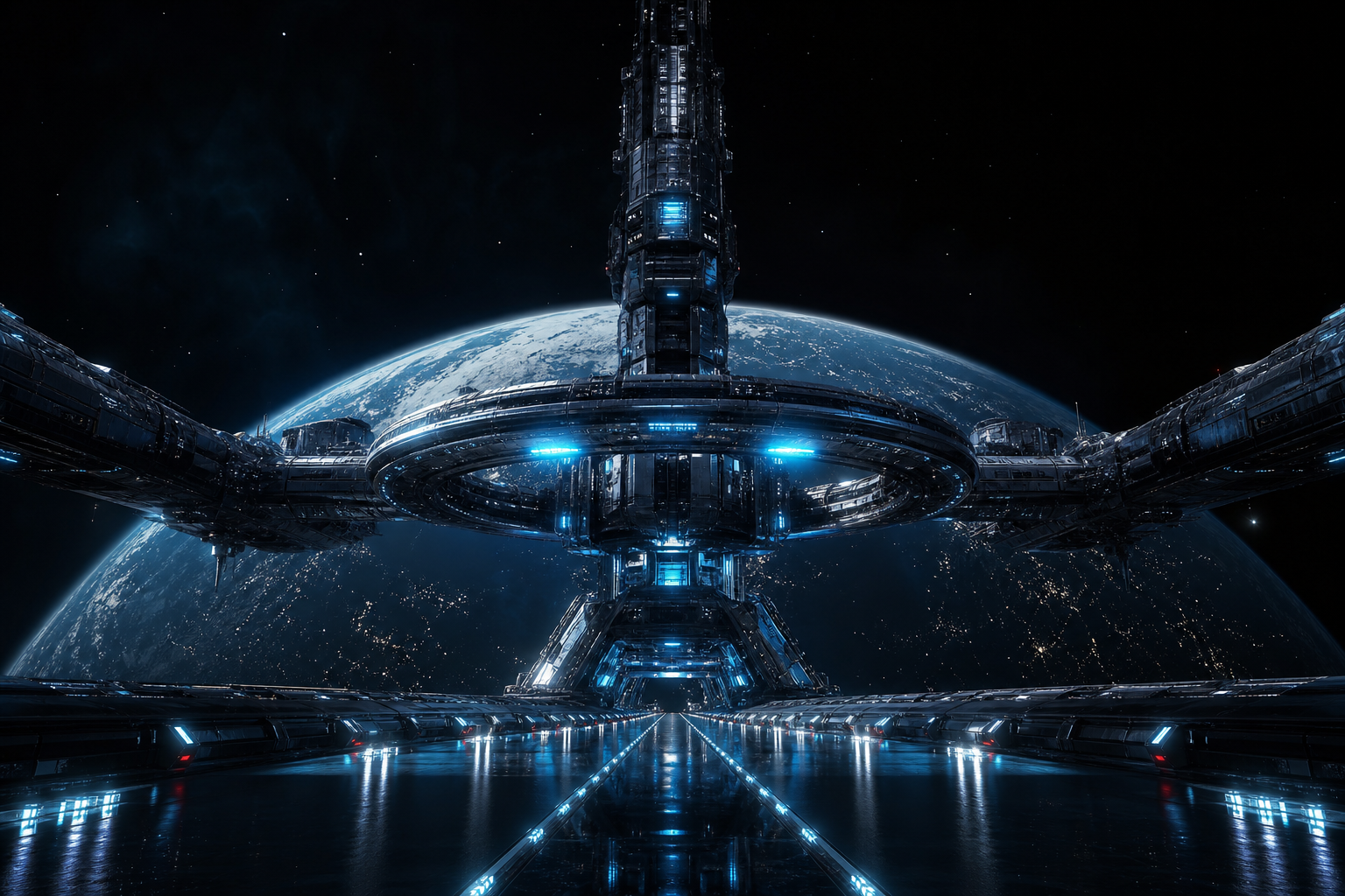 Futuristic Space Station Deep Space Cinematic Wallpaper Movie Wallpaper  3 4K
