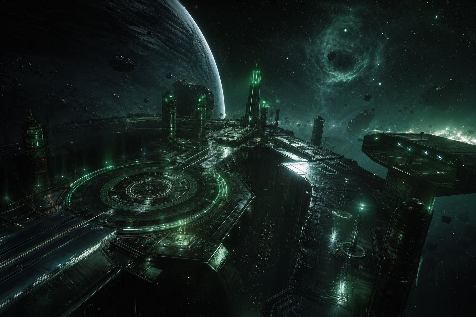 Futuristic Space Station Deep Space Cinematic Wallpaper Movie Wallpaper  3 4K