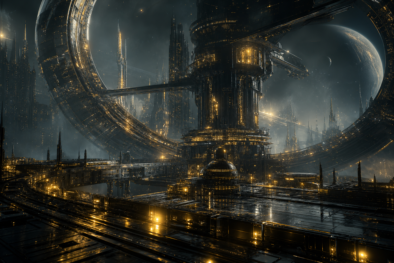 Futuristic Space Station Deep Space Cinematic Wallpaper Movie Wallpaper  3 4K
