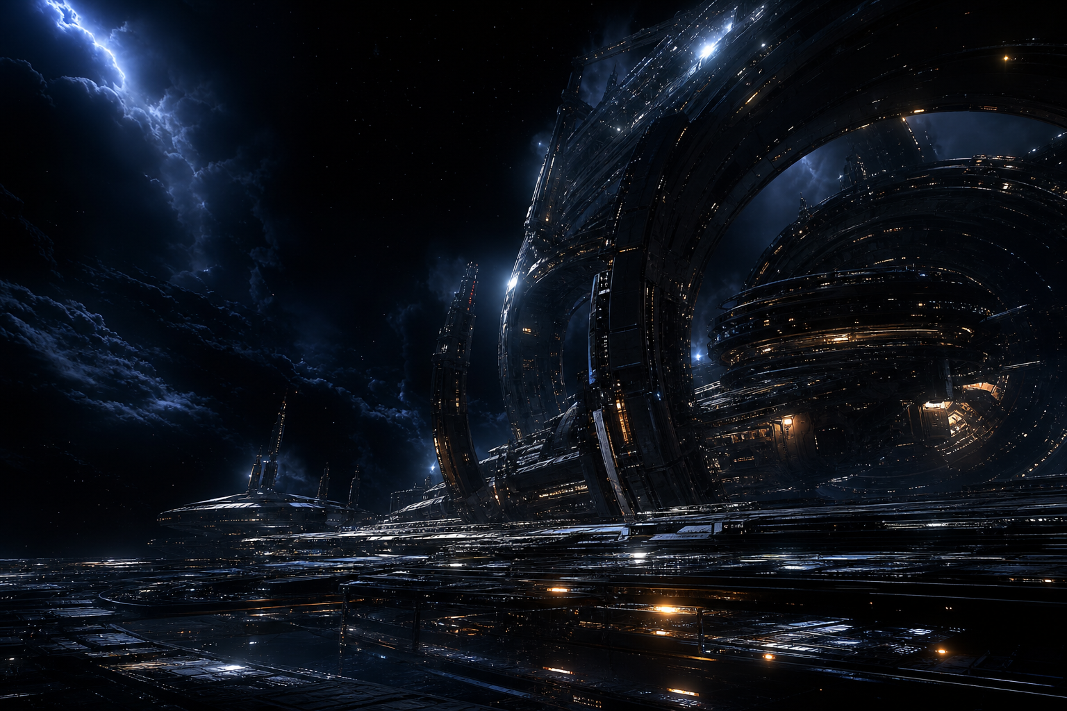 Futuristic Space Station Deep Space Cinematic Wallpaper Movie Wallpaper  3 4K