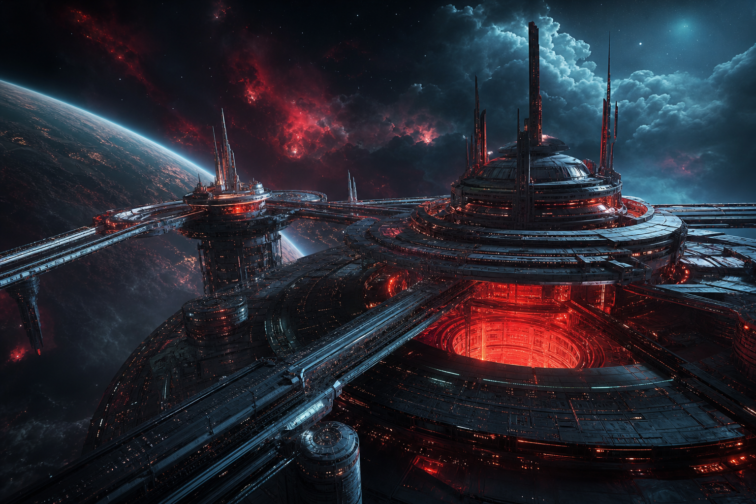 Futuristic Space Station Deep Space Cinematic Wallpaper Movie Wallpaper  3 4K