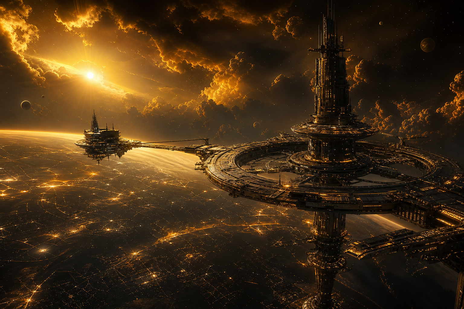 Futuristic Space Station Deep Space Cinematic Wallpaper Movie Wallpaper  3 4K