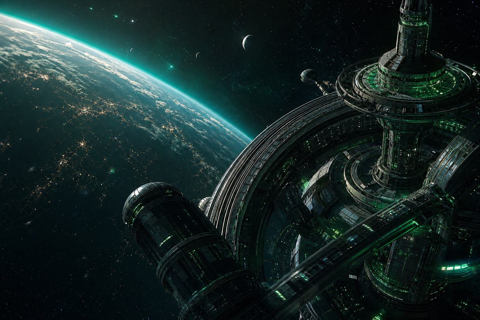Futuristic Space Station Deep Space Cinematic Wallpaper Movie Wallpaper  3 4K
