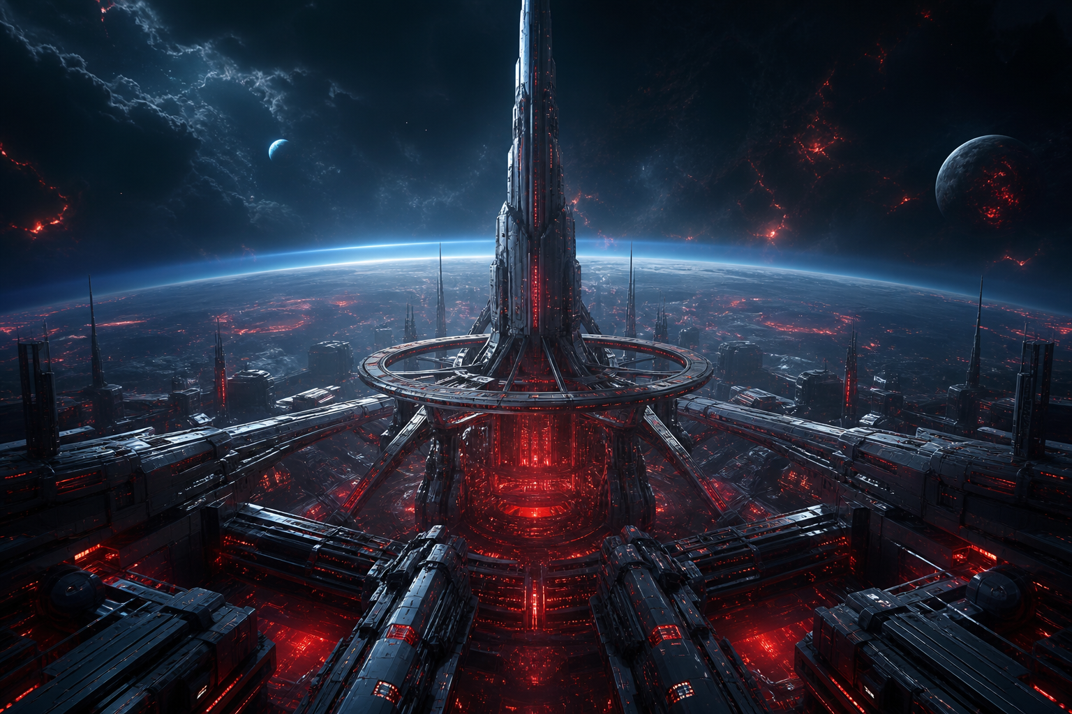 Futuristic Space Station Deep Space Cinematic Wallpaper Movie Wallpaper  3 4K