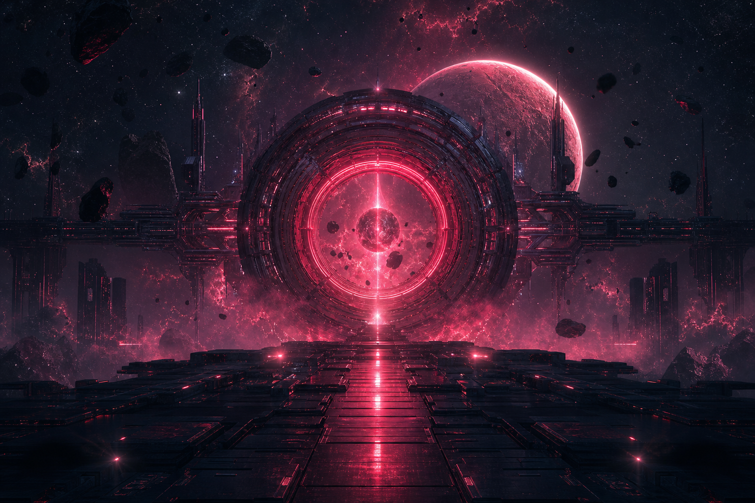 Futuristic Space Station Deep Space Cinematic Wallpaper Movie Wallpaper  3 4K