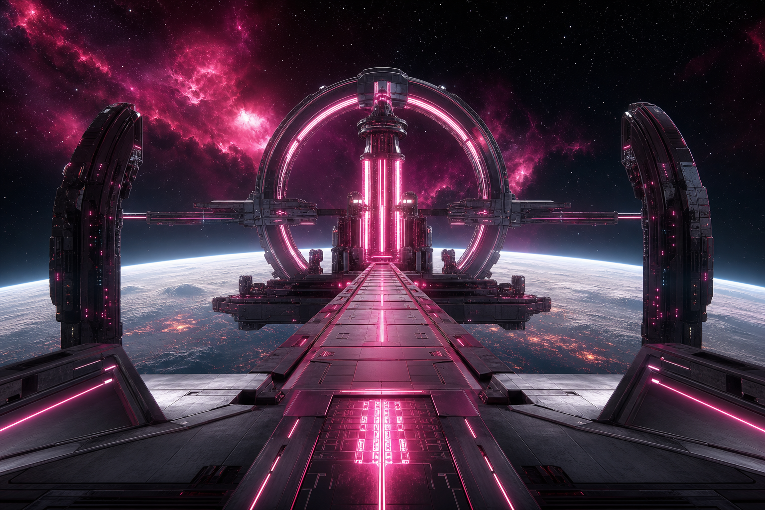Futuristic Space Station Deep Space Cinematic Wallpaper Movie Wallpaper  3 4K