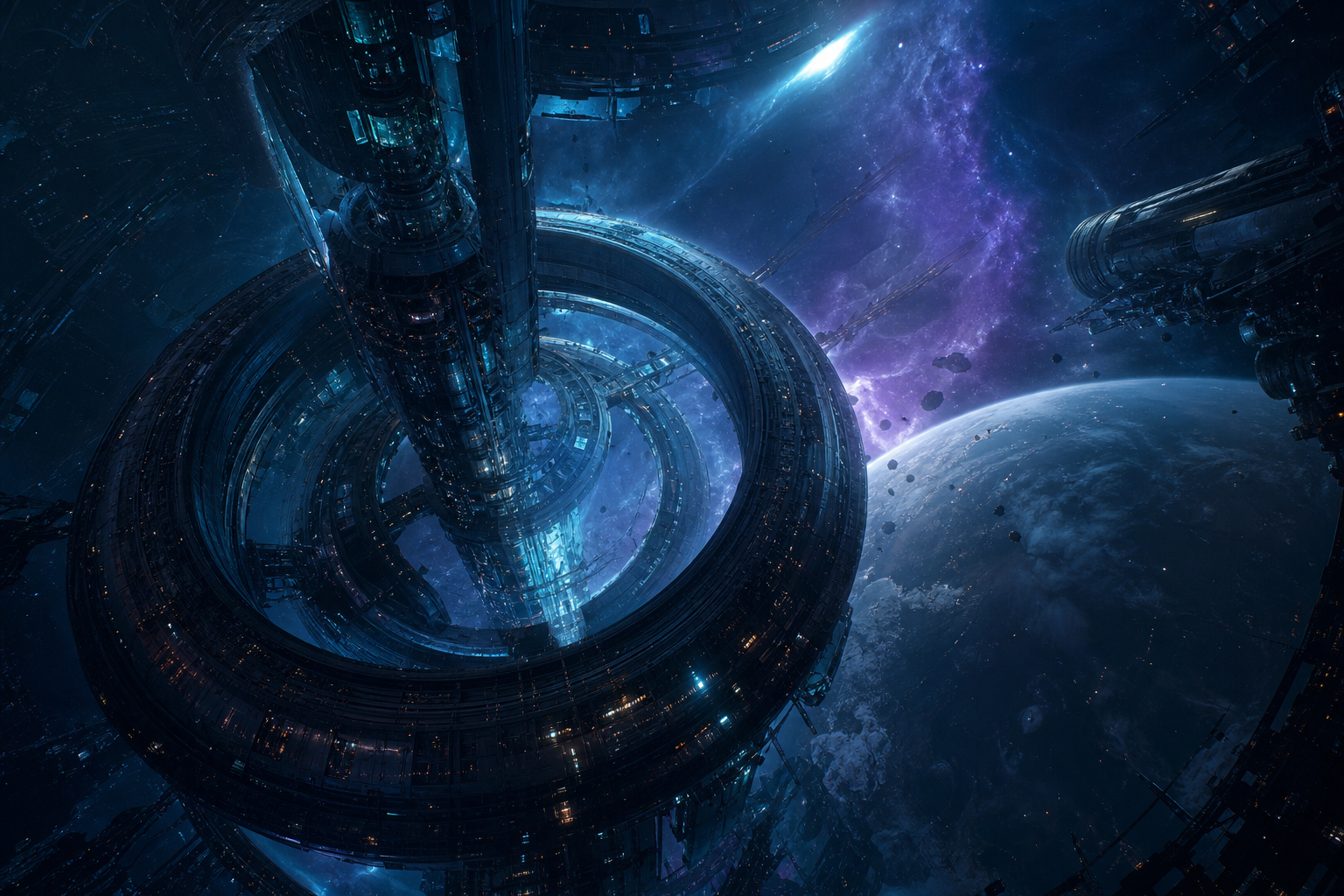 Futuristic Space Station Deep Space Cinematic Wallpaper Movie Wallpaper  3 4K