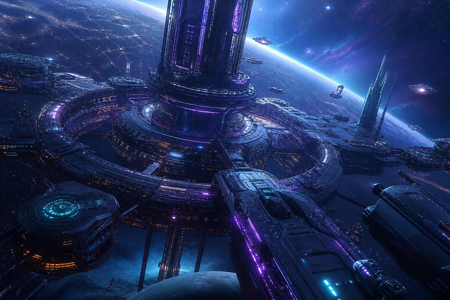 Futuristic Space Station Deep Space Cinematic Wallpaper Movie Wallpaper  3 4K