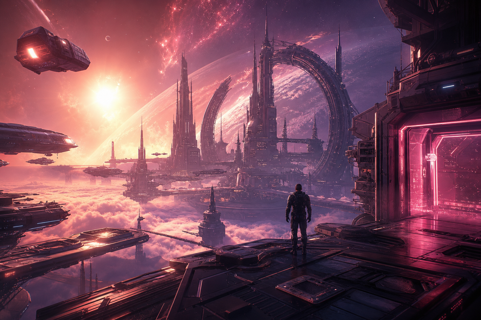 Futuristic Space Station Deep Space Cinematic Wallpaper Movie Wallpaper  3 4K