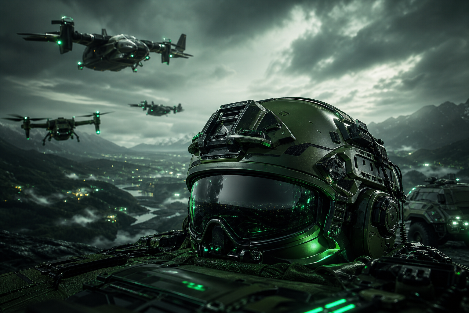 Futuristic Tactical Helmet Closeup Military Wallpaper  4 4K