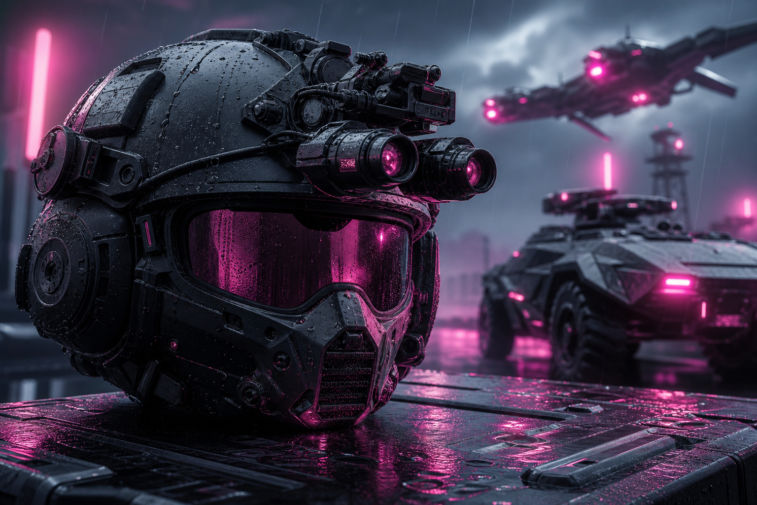 Futuristic Tactical Helmet Closeup Military Wallpaper  4 4K