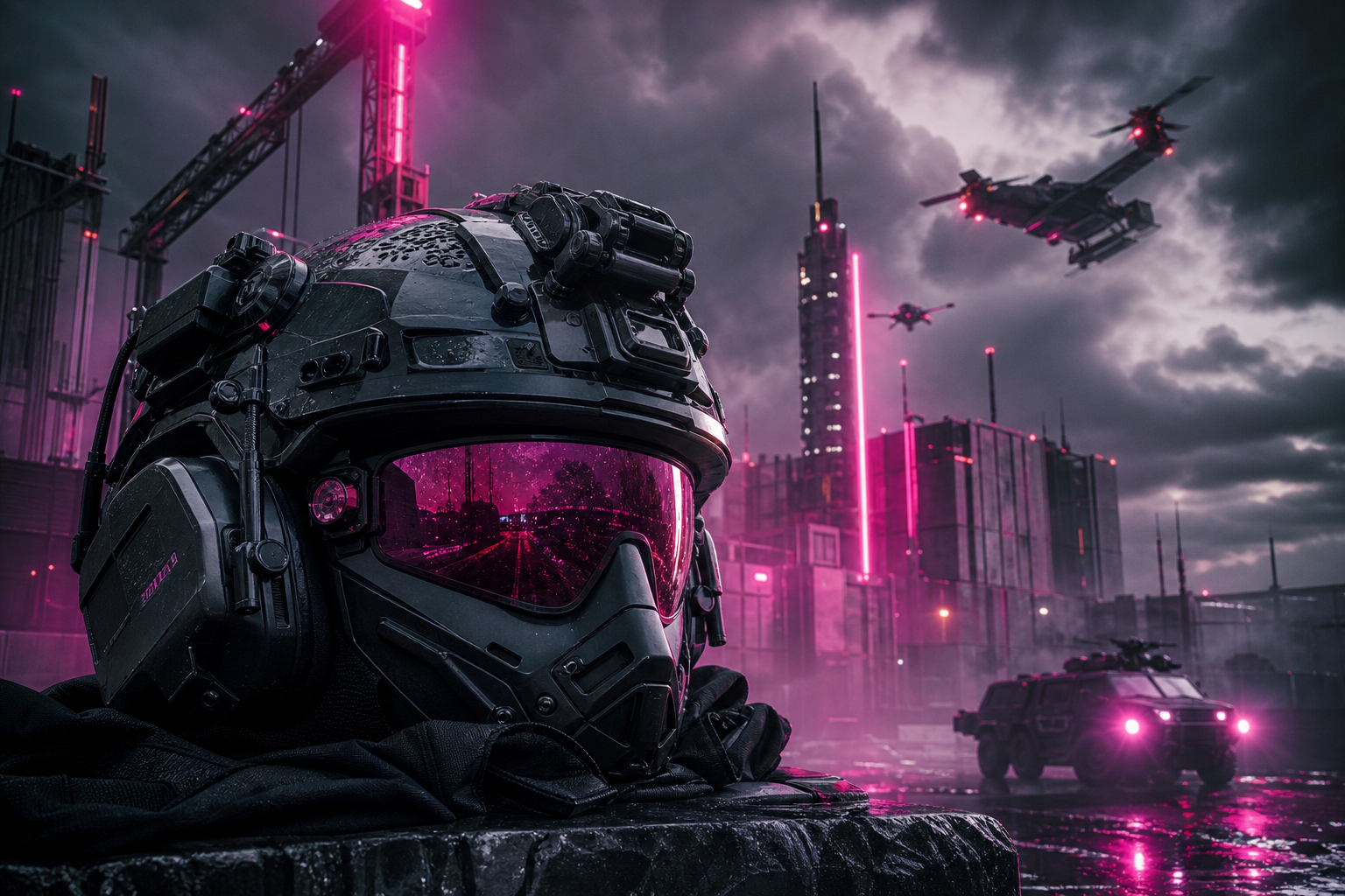 Futuristic Tactical Helmet Closeup Military Wallpaper  4 4K