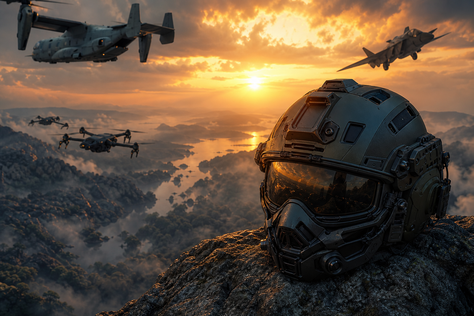 Futuristic Tactical Helmet Closeup Military Wallpaper  4 4K