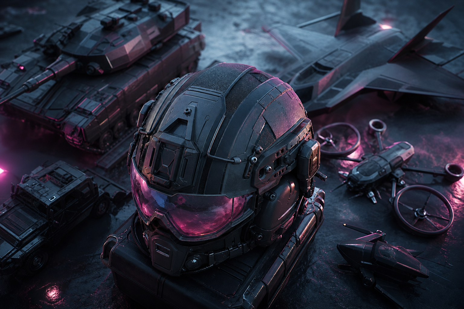 Futuristic Tactical Helmet Closeup Military Wallpaper  4 4K