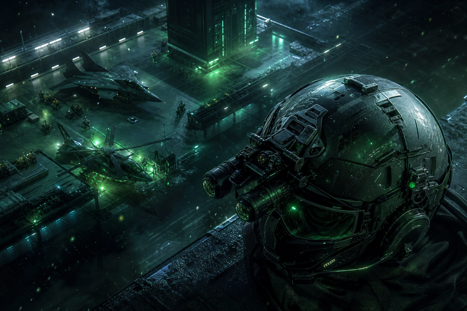 Futuristic Tactical Helmet Closeup Military Wallpaper  4 4K