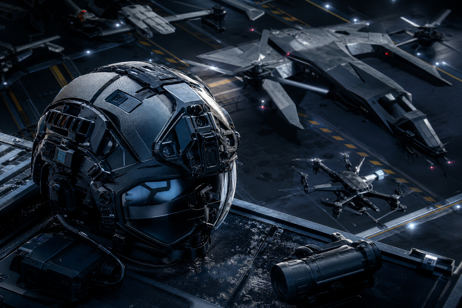 Futuristic Tactical Helmet Closeup Military Wallpaper  4 4K