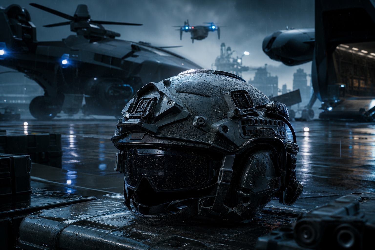 Futuristic Tactical Helmet Closeup Military Wallpaper  4 4K