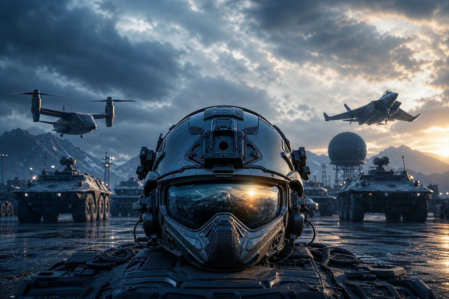 Futuristic Tactical Helmet Closeup Military Wallpaper  4 4K