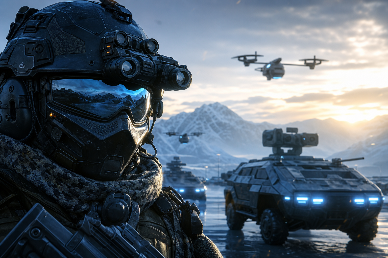 Futuristic Tactical Helmet Closeup Military Wallpaper  4 4K