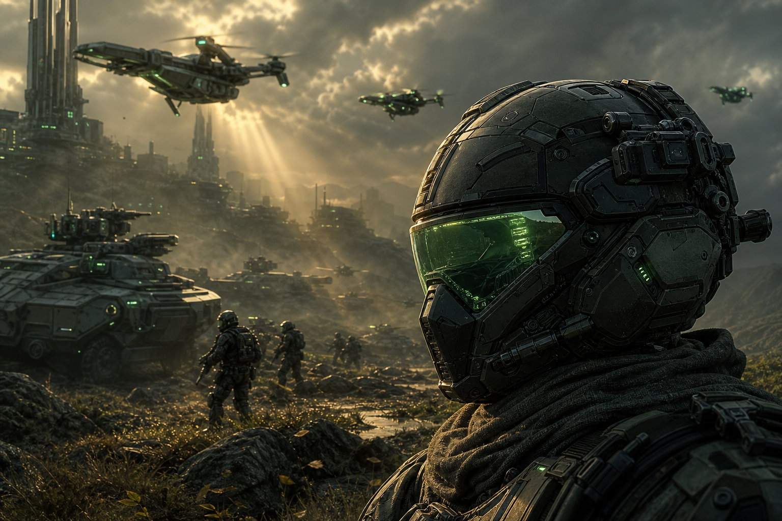 Futuristic Tactical Helmet Closeup Military Wallpaper  4 4K