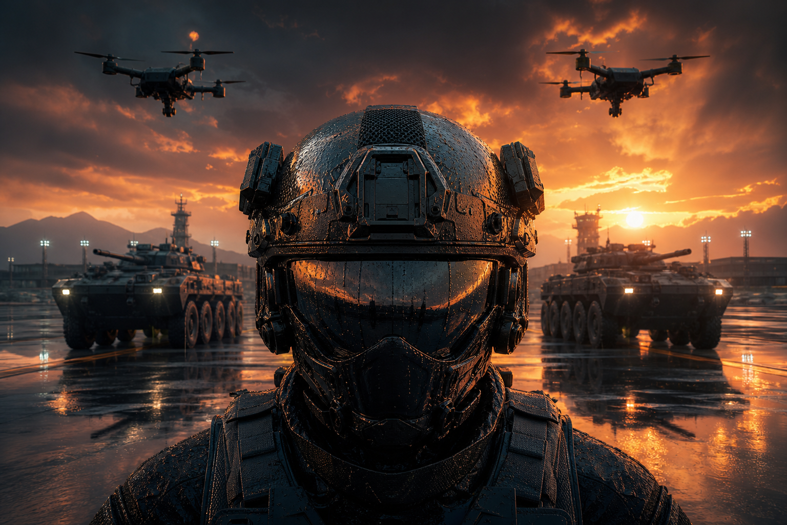 Futuristic Tactical Helmet Closeup Military Wallpaper  4 4K