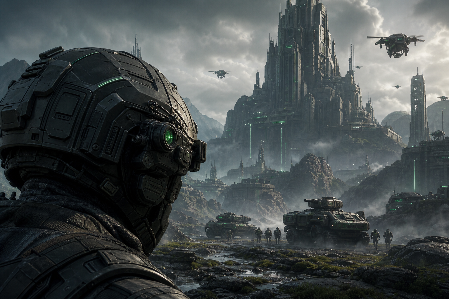 Futuristic Tactical Helmet Closeup Military Wallpaper  4 4K