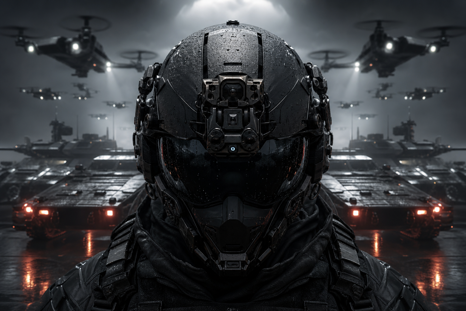 Futuristic Tactical Helmet Closeup Military Wallpaper  4 4K