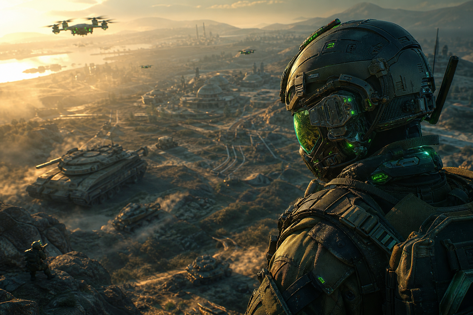 Futuristic Tactical Helmet Closeup Military Wallpaper  4 4K