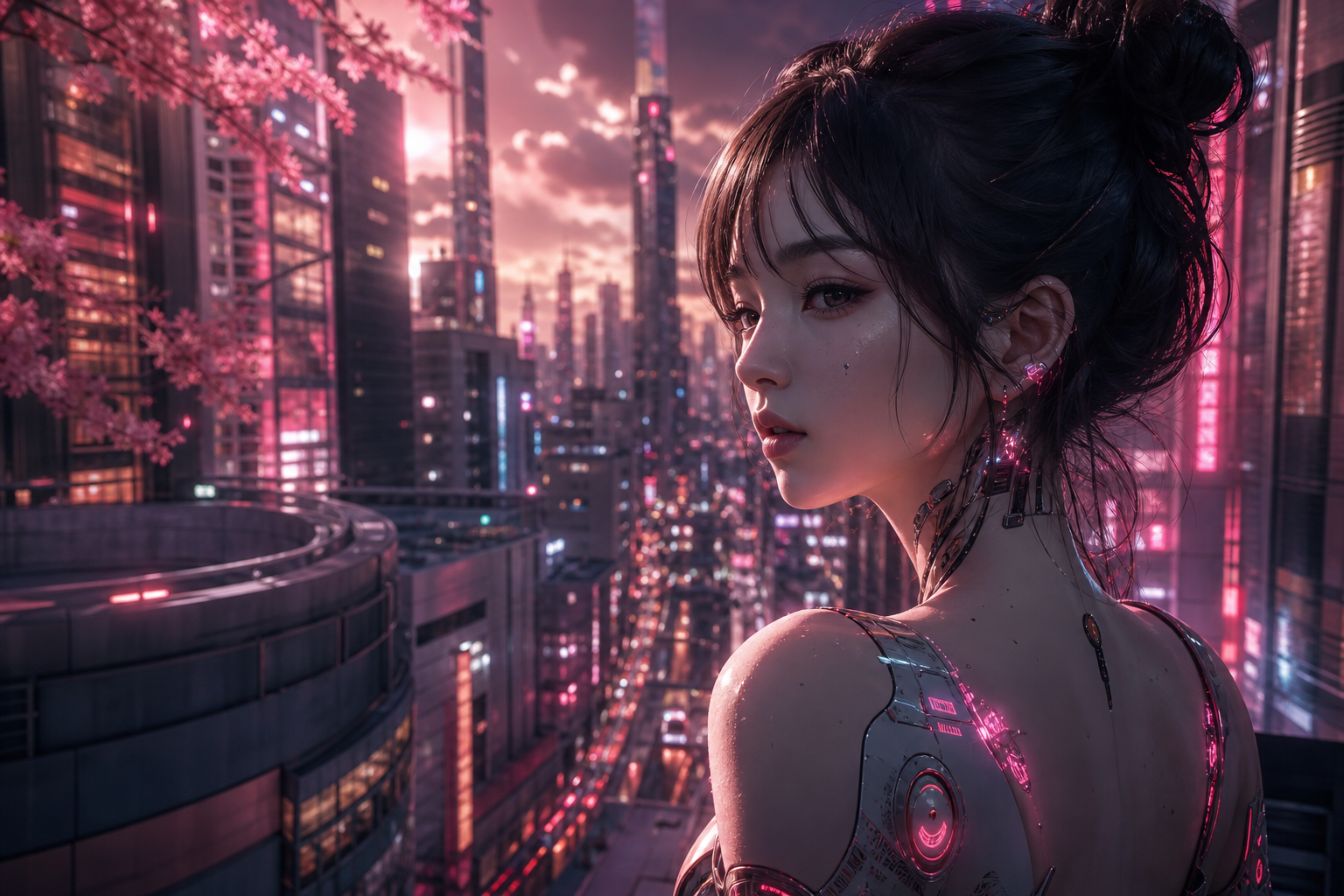 Futuristic Tokyo Street At Night Ai-Girls Wallpaper  2 4K
