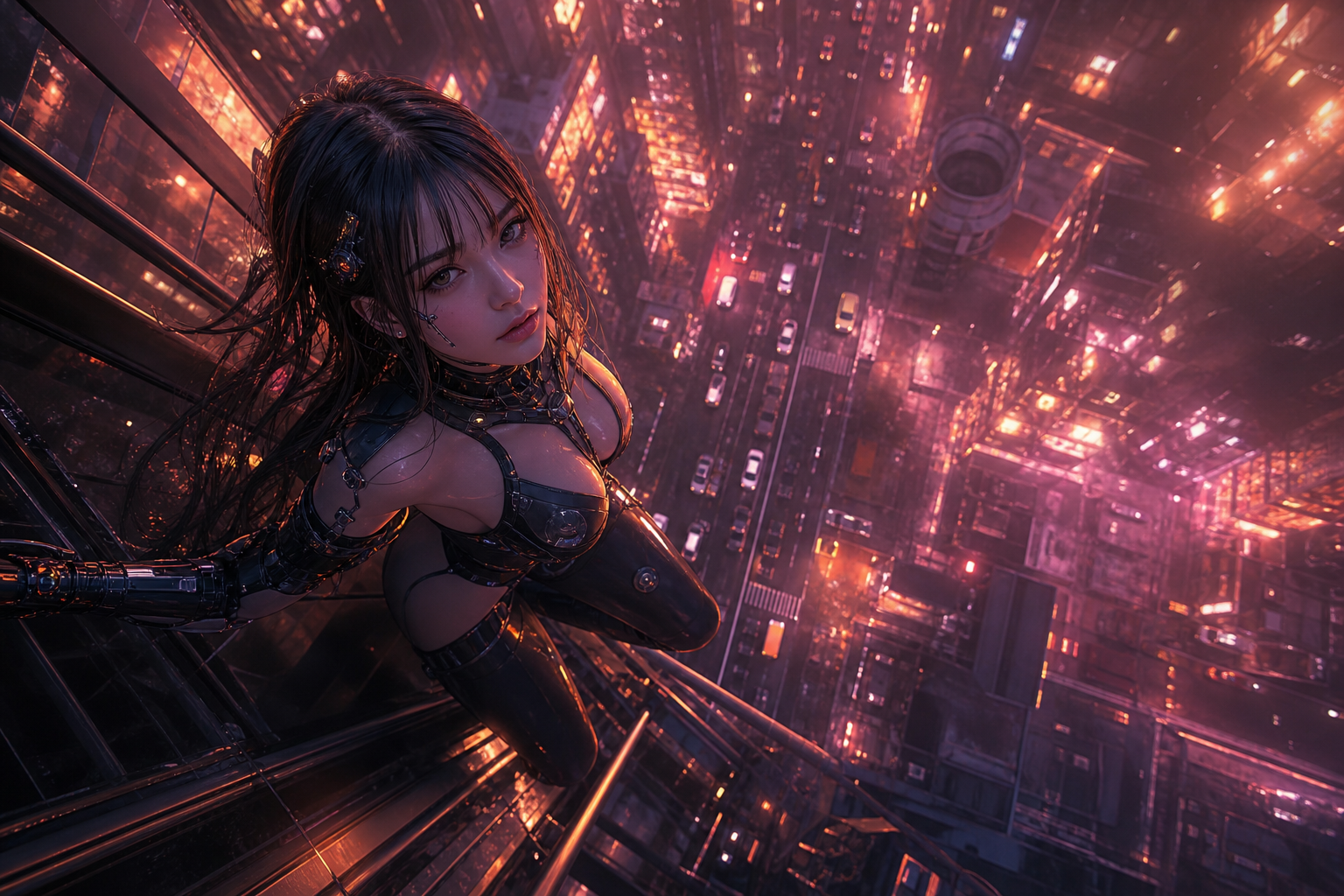 Futuristic Tokyo Street At Night Ai-Girls Wallpaper  2 4K