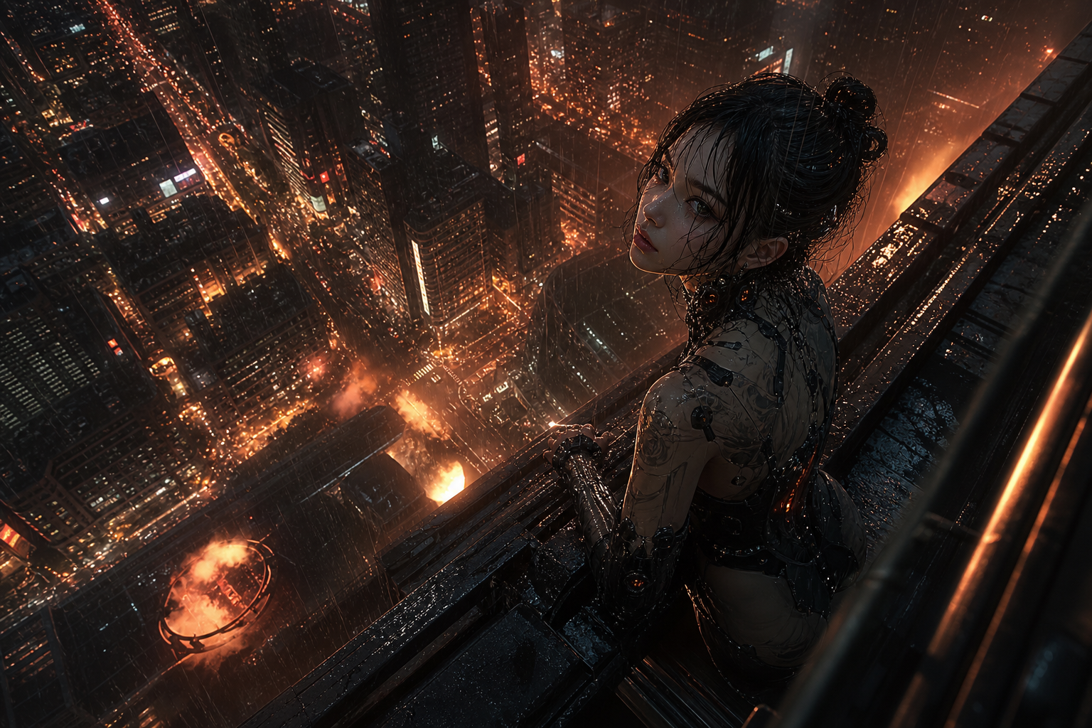 Futuristic Tokyo Street At Night Ai-Girls Wallpaper  2 4K