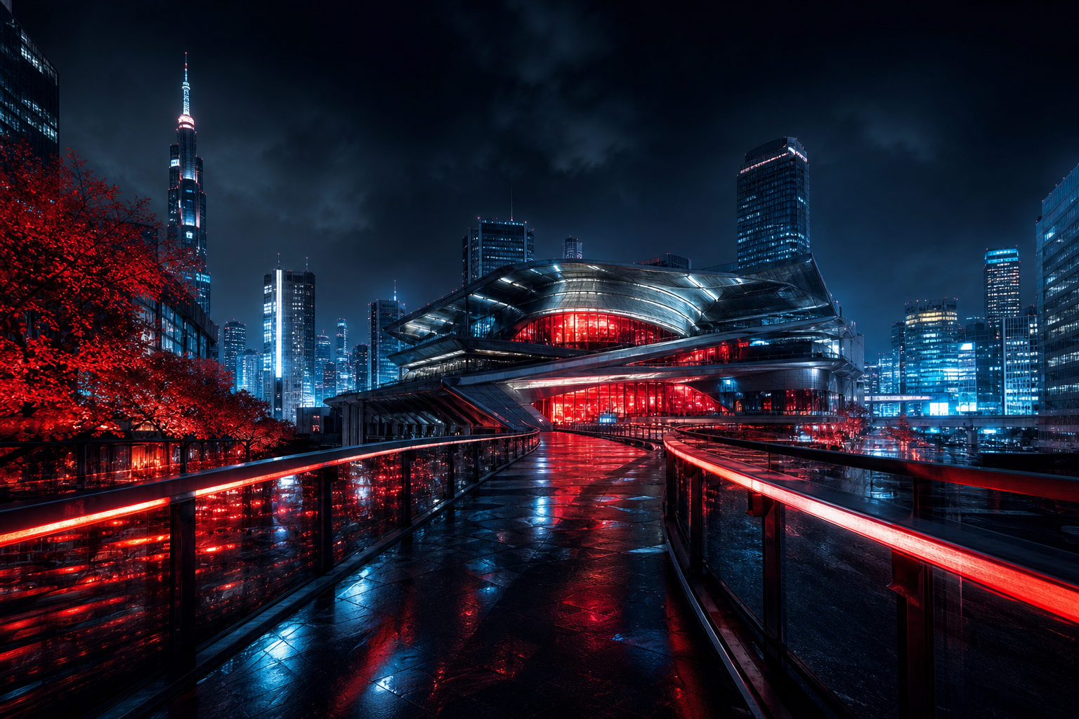 Futuristic Tokyo Street At Night Architecture Wallpaper  2 4K
