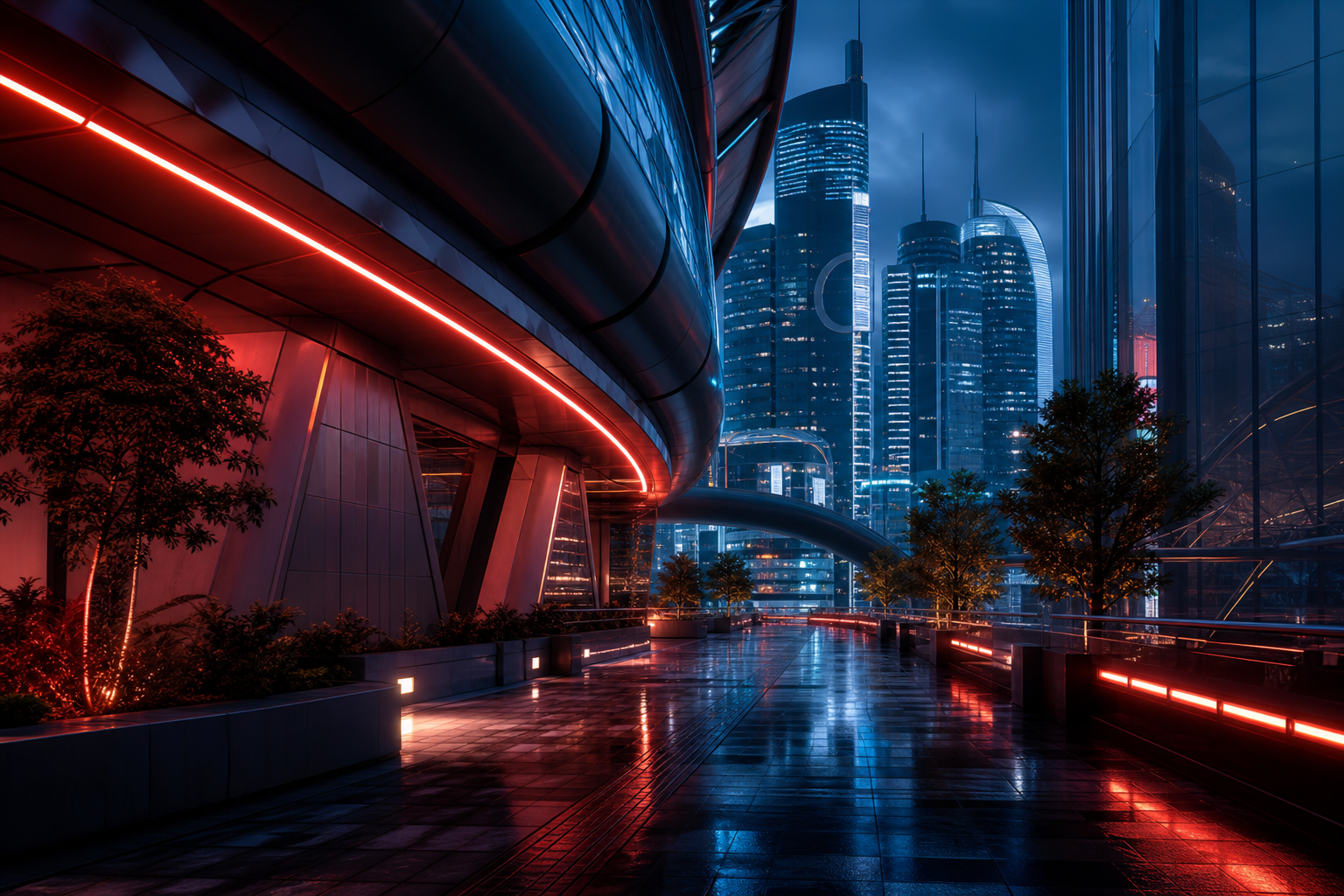 Futuristic Tokyo Street At Night Architecture Wallpaper  2 4K