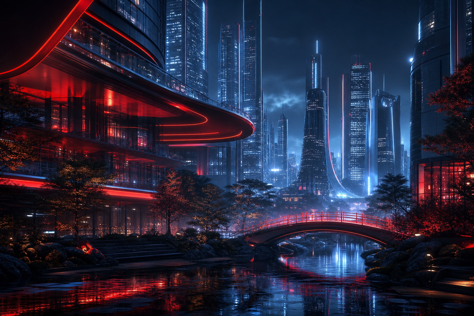 Futuristic Tokyo Street At Night Architecture Wallpaper  2 4K