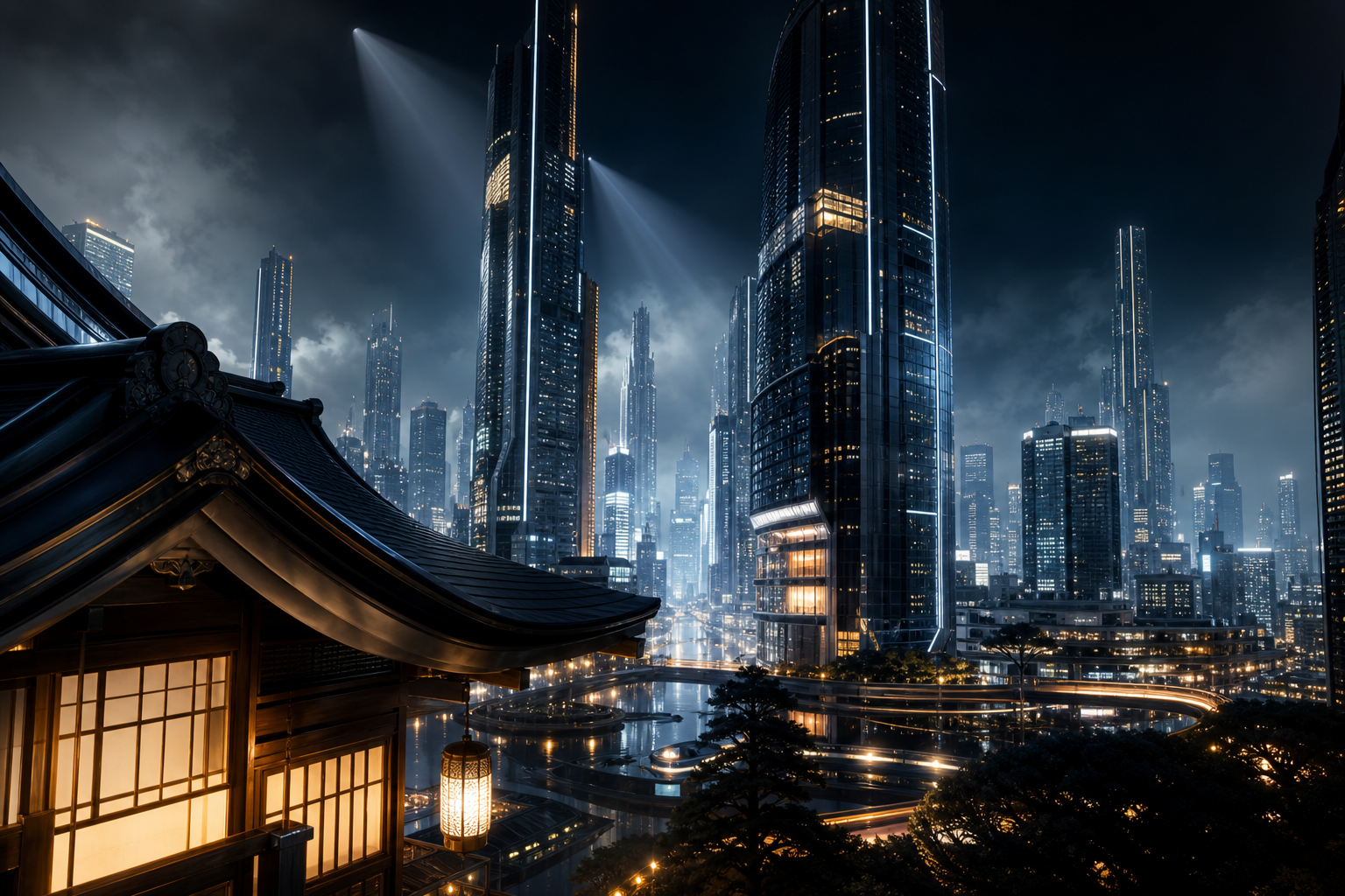 Futuristic Tokyo Street At Night Architecture Wallpaper  2 4K