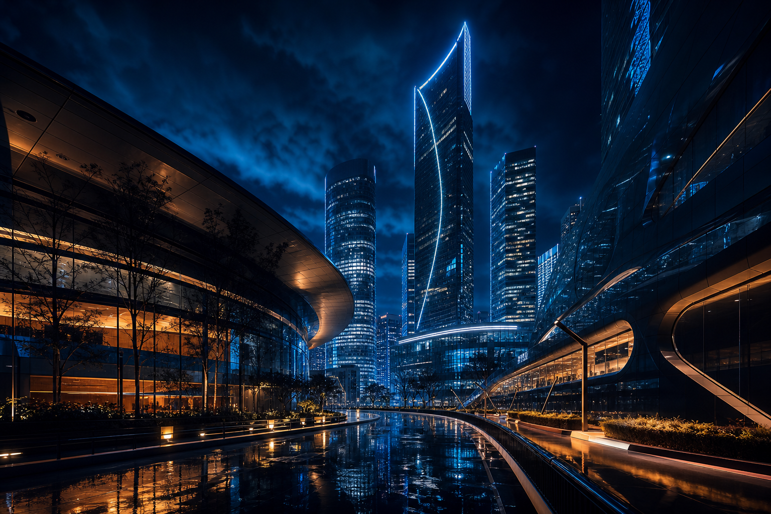 Futuristic Tokyo Street At Night Architecture Wallpaper  2 4K