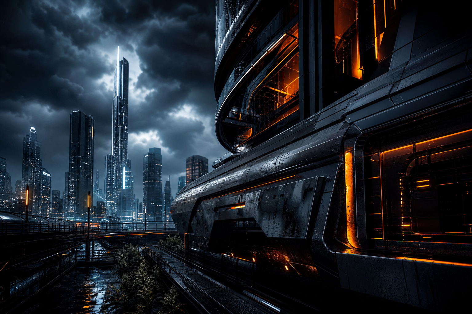 Futuristic Tokyo Street At Night Architecture Wallpaper  2 4K