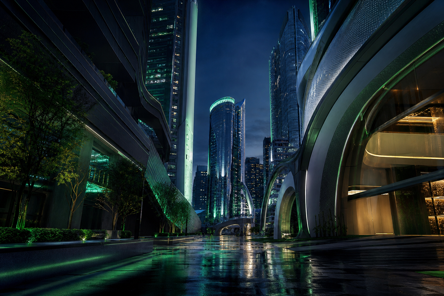 Futuristic Tokyo Street At Night Architecture Wallpaper  2 4K