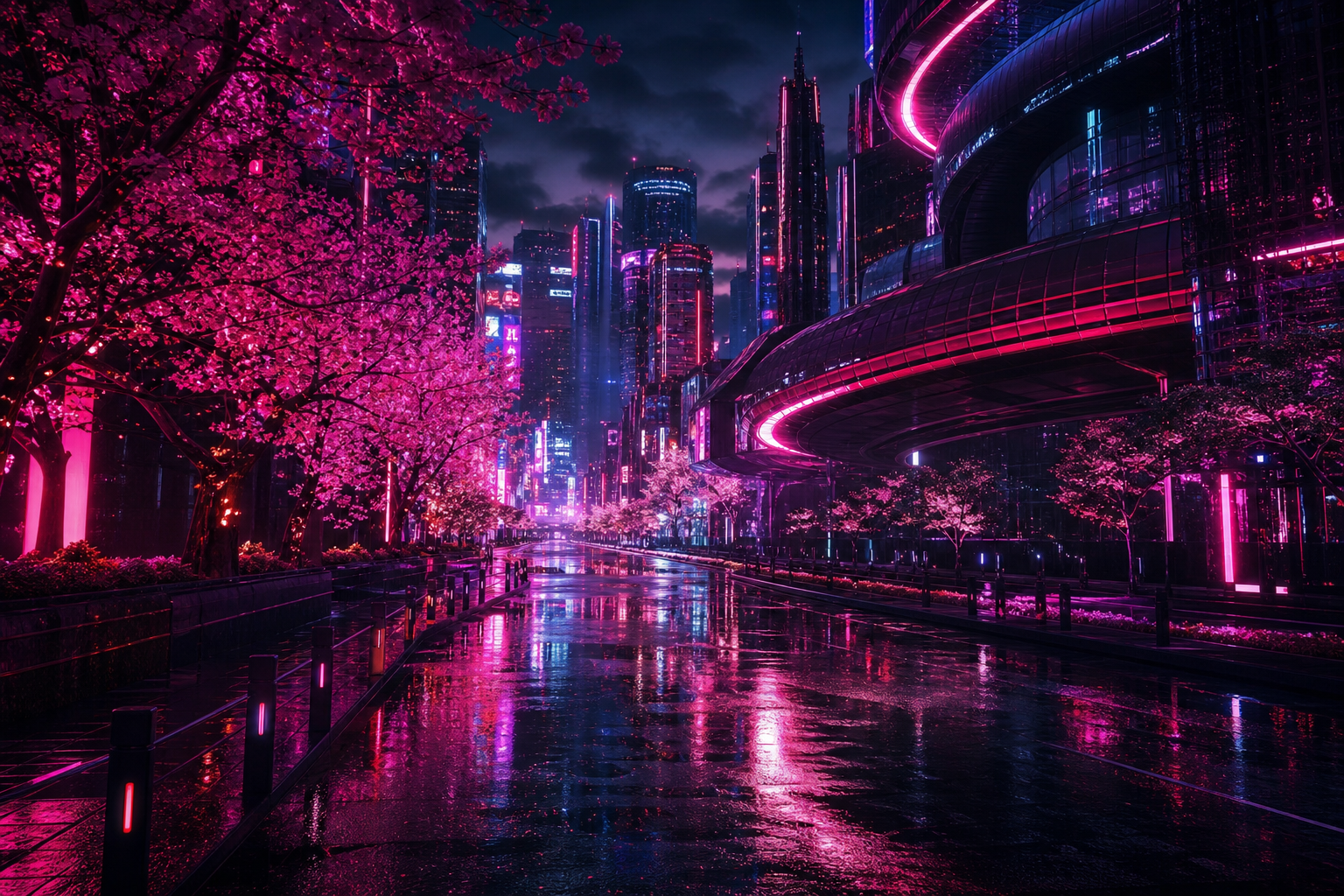 Futuristic Tokyo Street At Night Cyberpunk Wallpaper  2 4K