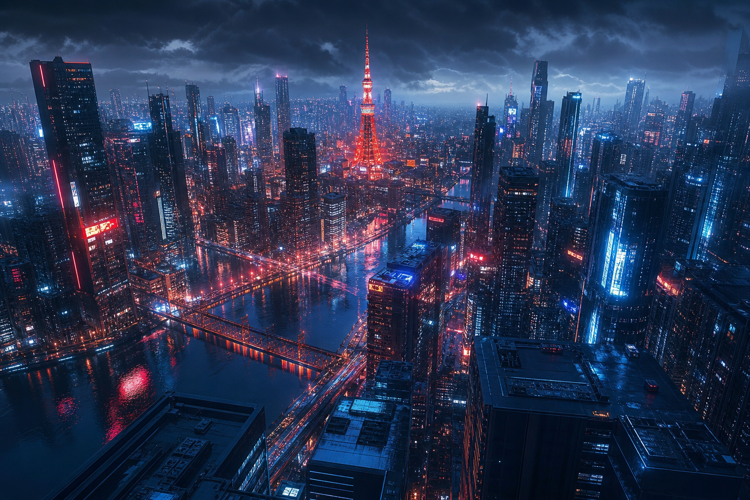 Futuristic Tokyo Street At Night Cyberpunk Wallpaper  2 4K