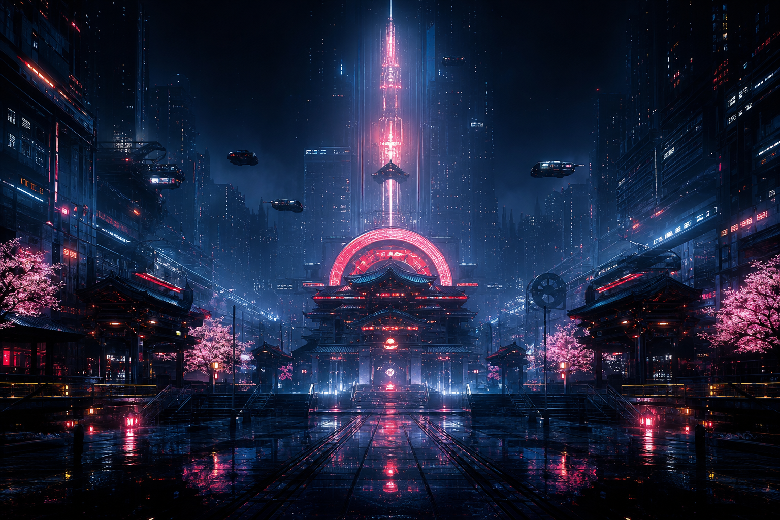 Futuristic Tokyo Street At Night Cyberpunk Wallpaper  2 4K