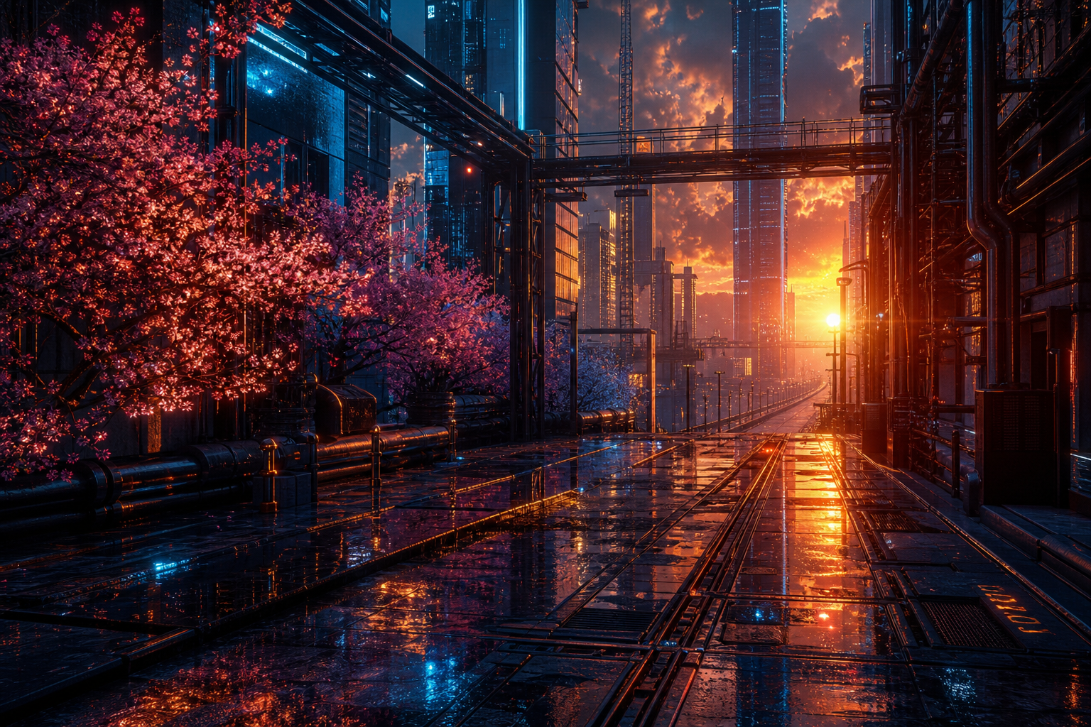 Futuristic Tokyo Street At Night Cyberpunk Wallpaper  2 4K