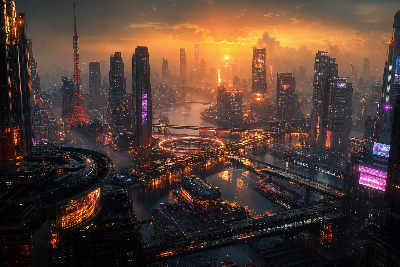 Futuristic Tokyo Street At Night Cyberpunk Wallpaper  2 4K