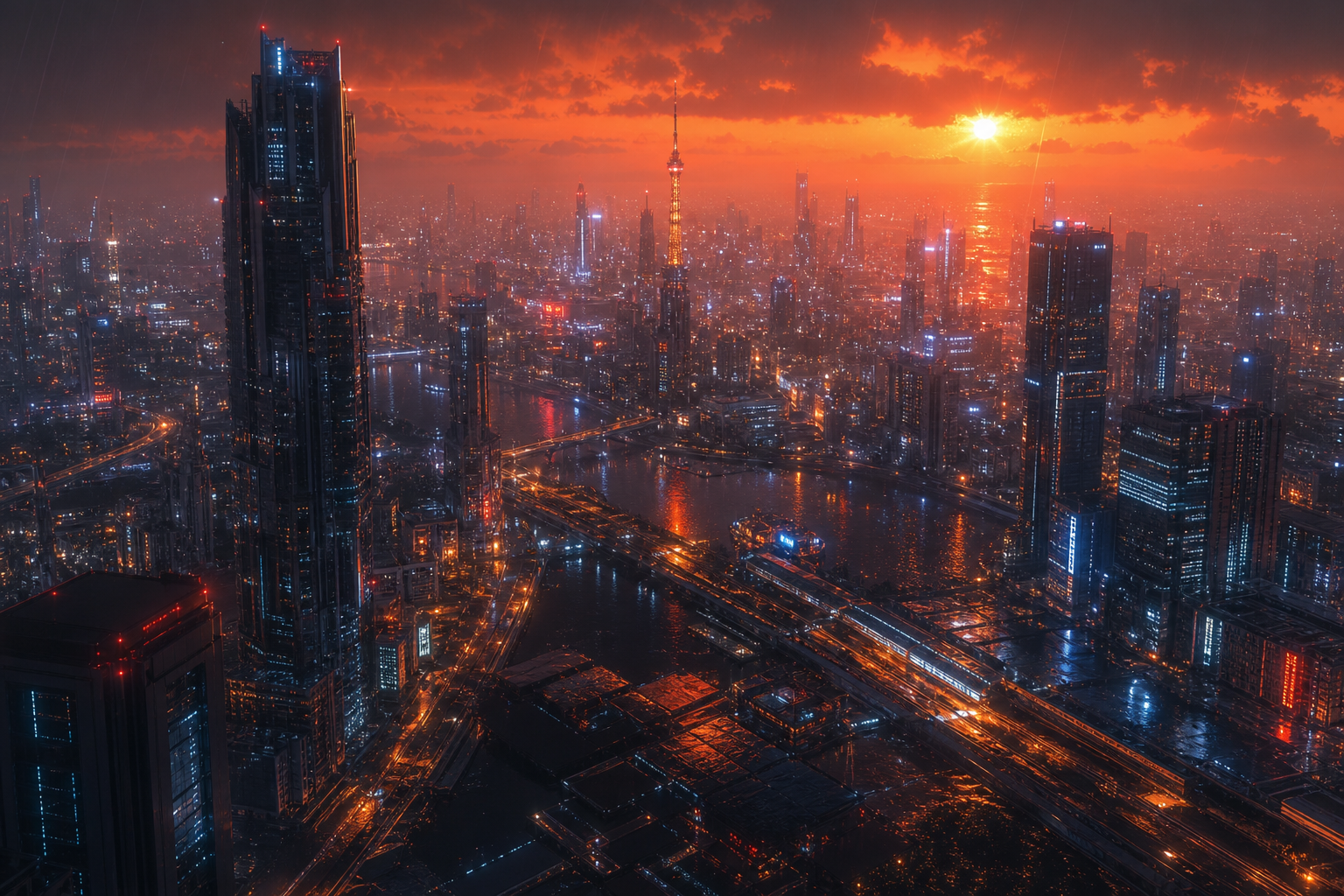 Futuristic Tokyo Street At Night Cyberpunk Wallpaper  2 4K