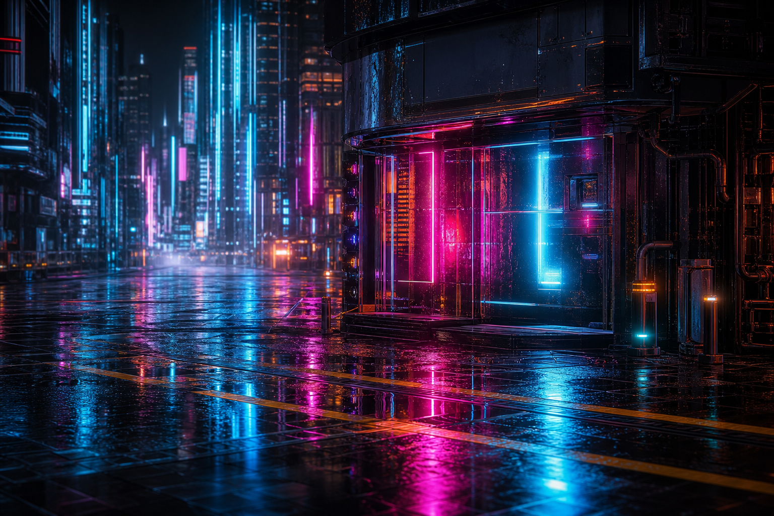Futuristic Tokyo Street At Night Cyberpunk Wallpaper  2 4K