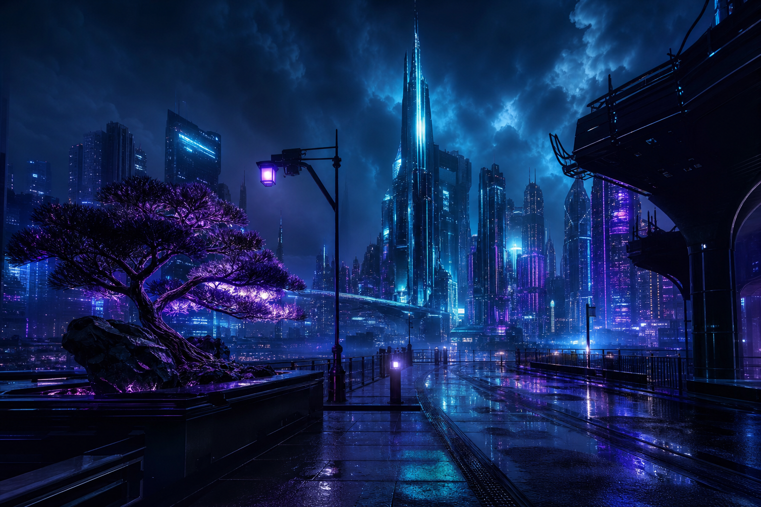 Futuristic Tokyo Street At Night Cyberpunk Wallpaper  2 4K