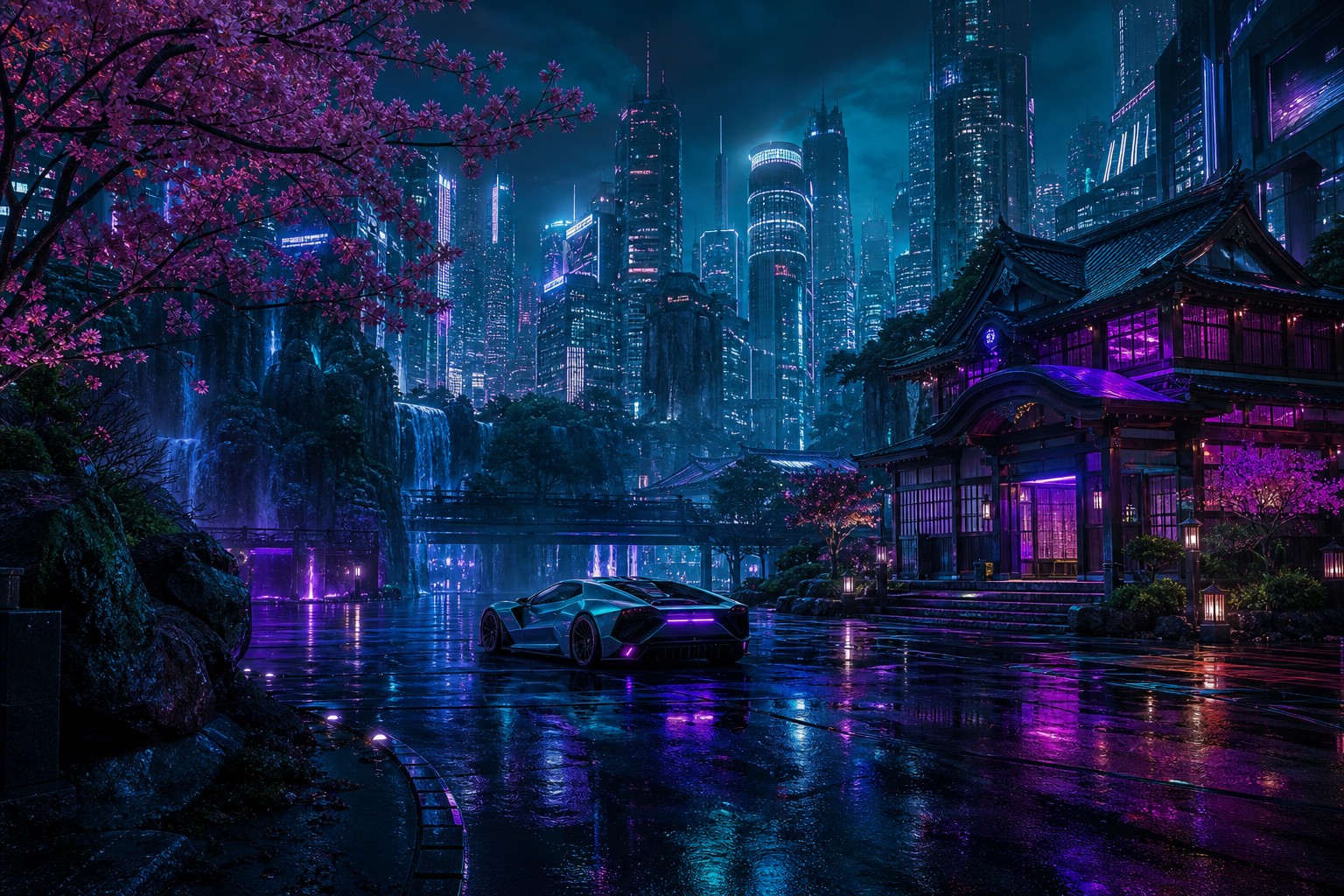 Futuristic Tokyo Street At Night Cyberpunk Wallpaper  2 4K
