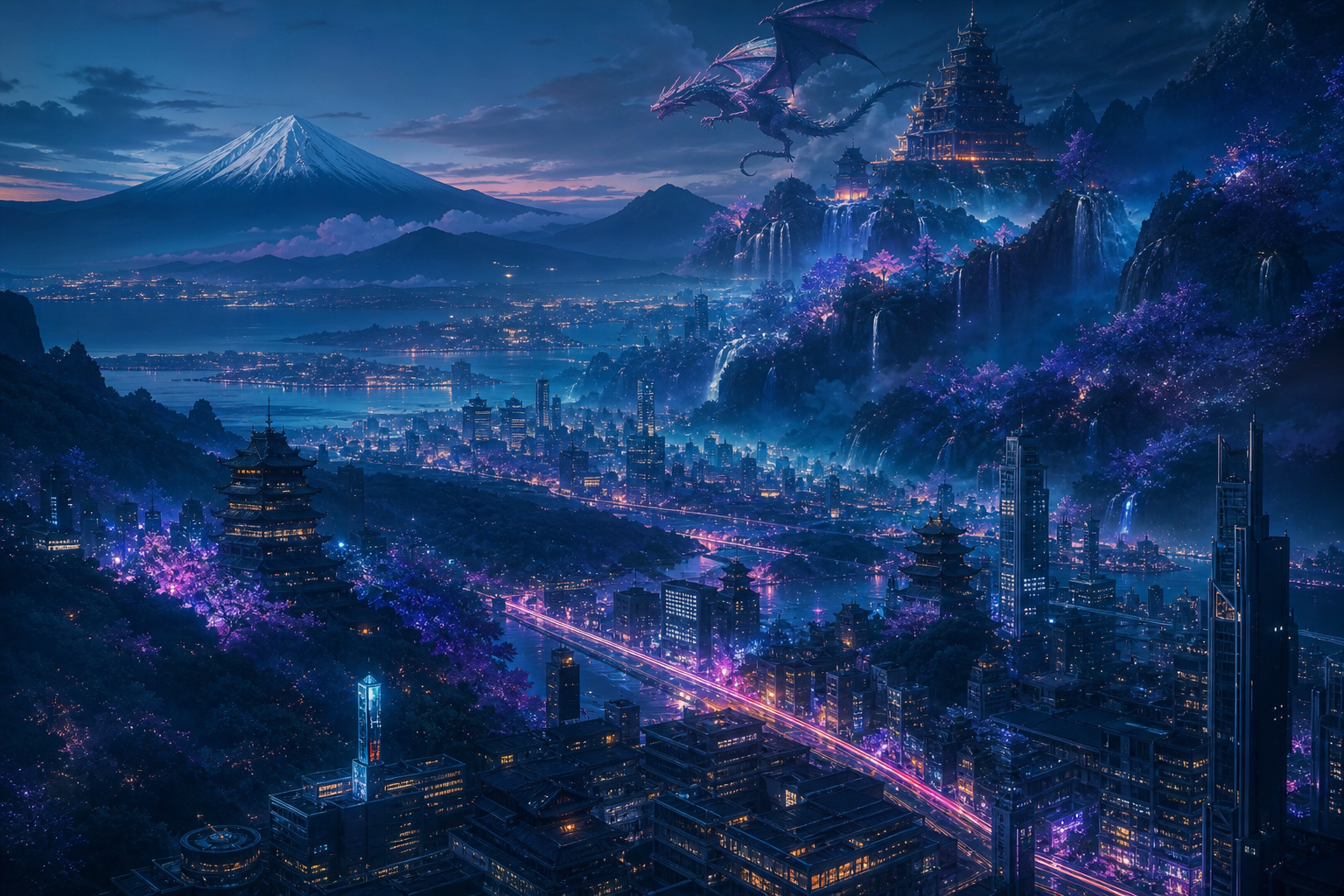 Futuristic Tokyo Street At Night Fantasy Wallpaper  2 4K