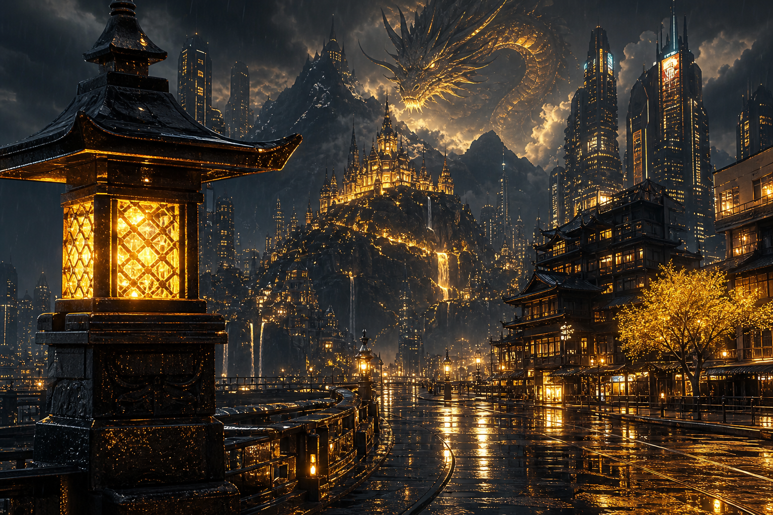 Futuristic Tokyo Street At Night Fantasy Wallpaper  2 4K